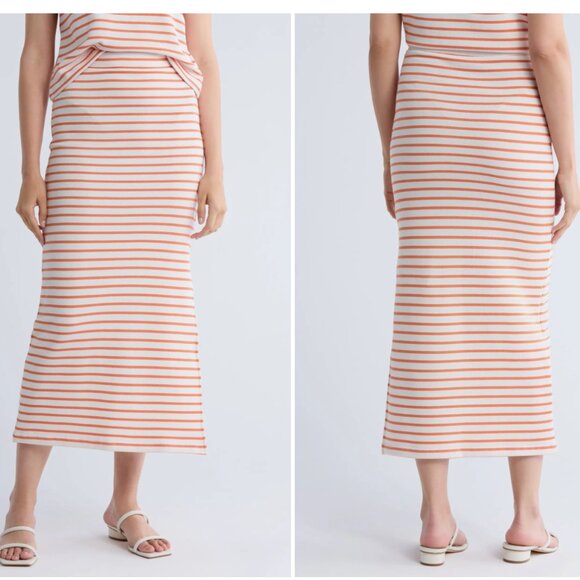 Splendid Dresses & Skirts - Splendid Royale Midi Skirt in Persimmon Stripe XL